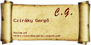 Cziráky Gergő névjegykártya