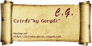 Cziráky Gergő névjegykártya